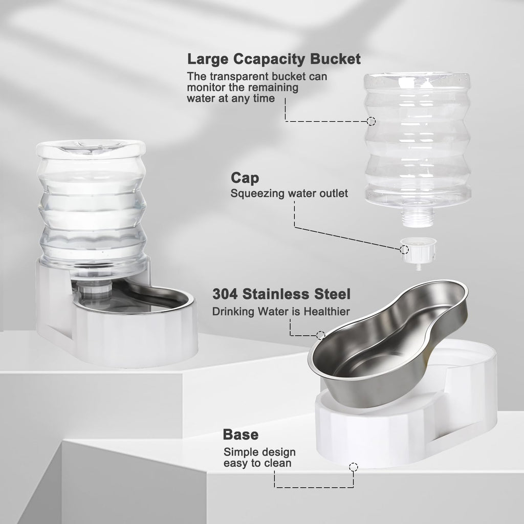 RIZZARI 4L Gravity Cat Water Dispenser:Spill Resistant for Apartments