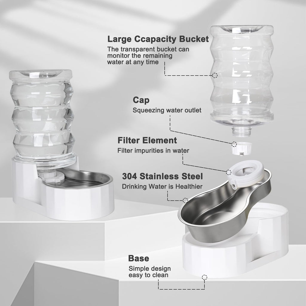 RIZZARI 4L Gravity Cat Water Dispenser:Spill Resistant for Apartments