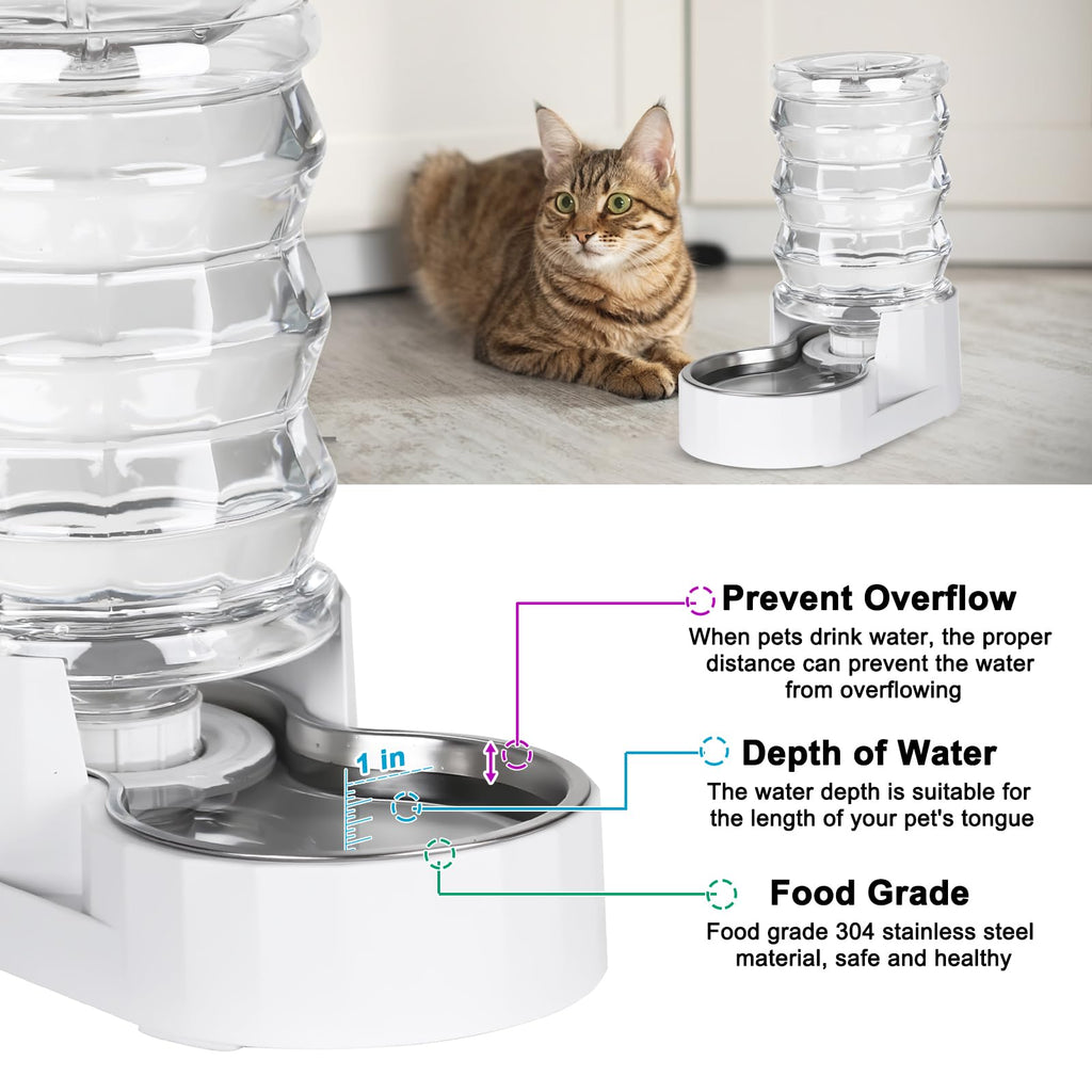 RIZZARI 4L Gravity Cat Water Dispenser:Spill Resistant for Apartments