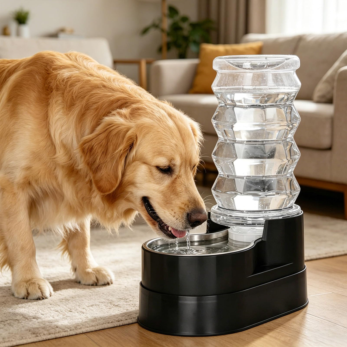 RIZZARI 4L Gravity Cat Water Dispenser:Spill Resistant for Apartments