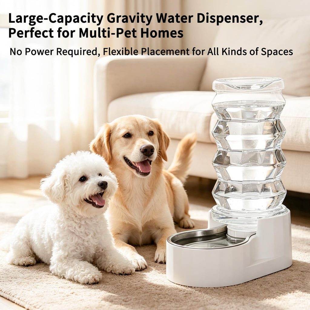 RIZZARI 4L Gravity Cat Water Dispenser:Spill Resistant for Apartments
