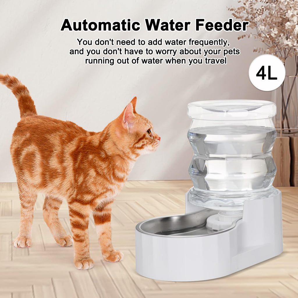 RIZZARI 4L Gravity Cat Water Dispenser:Spill Resistant for Apartments