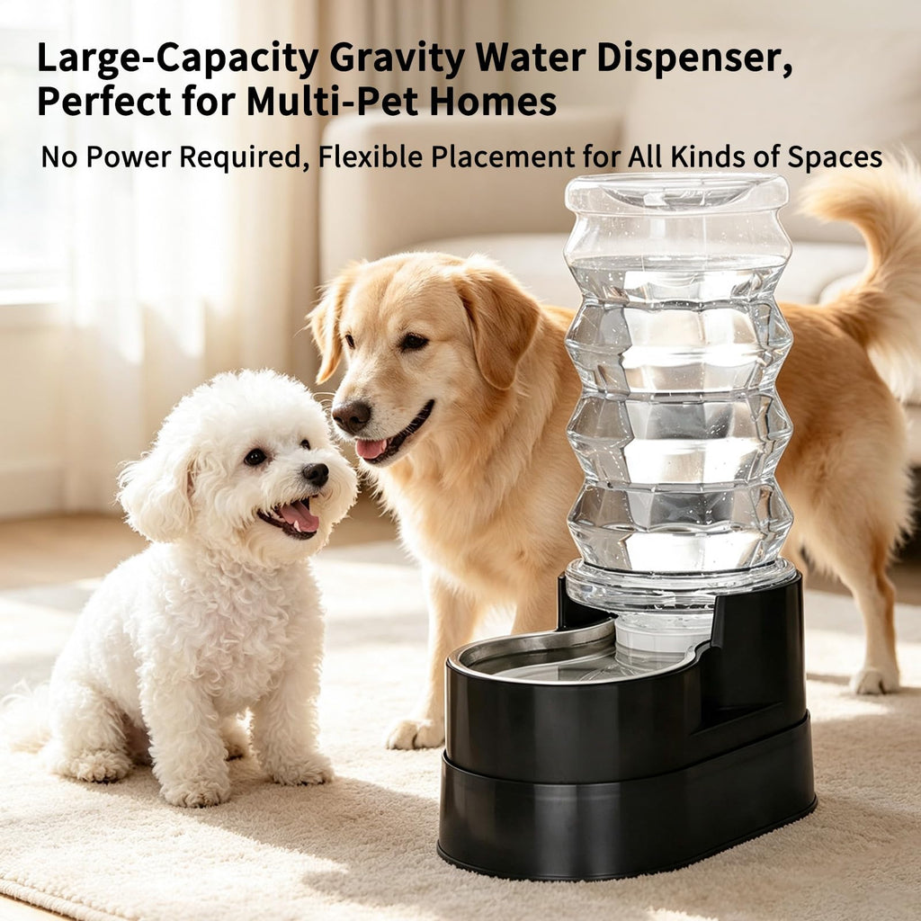 RIZZARI 4L Gravity Cat Water Dispenser:Spill Resistant for Apartments