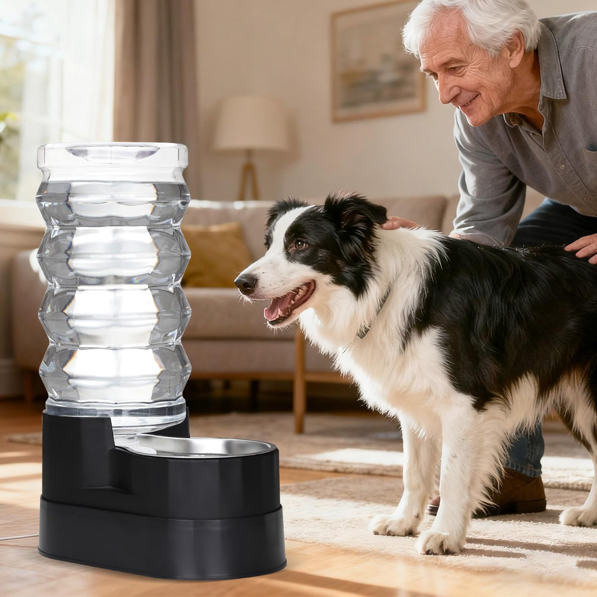 RIZZARI 4L Gravity Cat Water Dispenser:Spill Resistant for Apartments