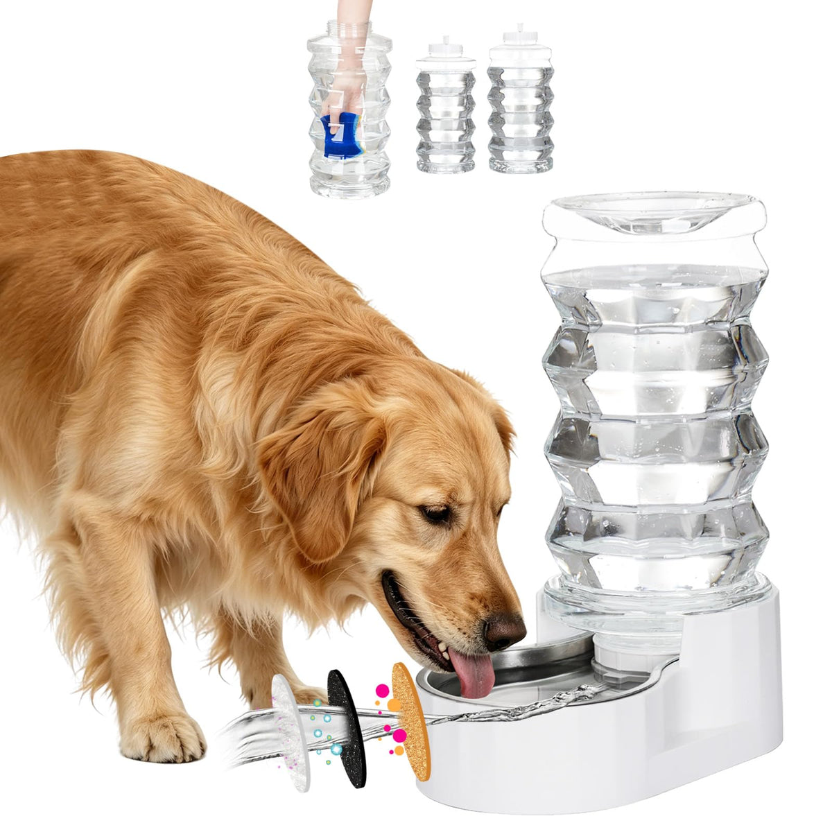 RIZZARI 4L Gravity Cat Water Dispenser:Spill Resistant for Apartments