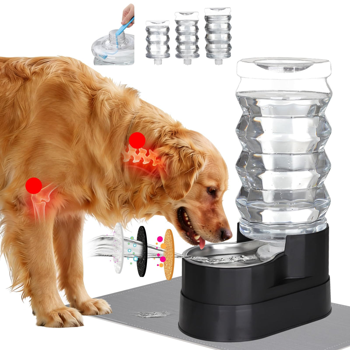 RIZZARI 4L Gravity Cat Water Dispenser:Spill Resistant for Apartments