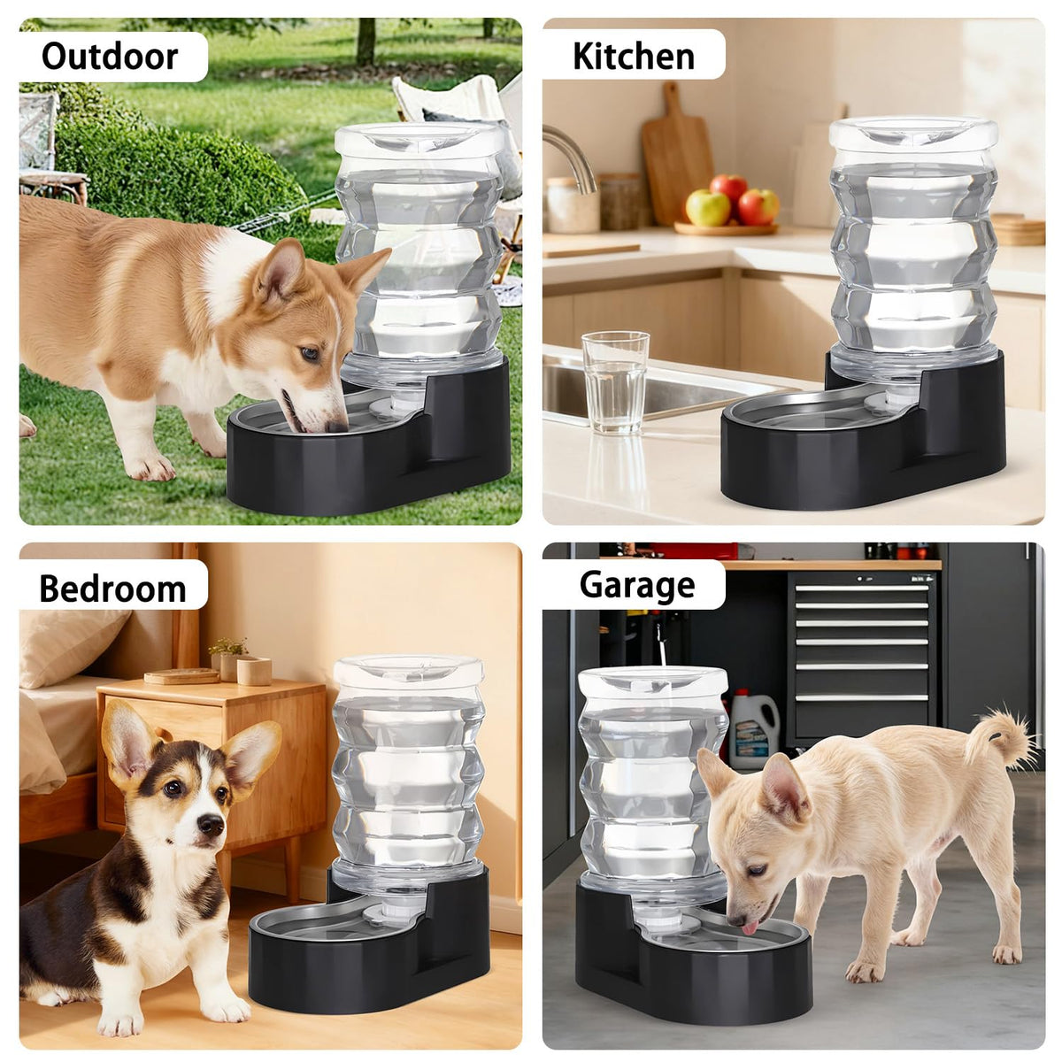 RIZZARI 4L Gravity Cat Water Dispenser:Spill Resistant for Apartments