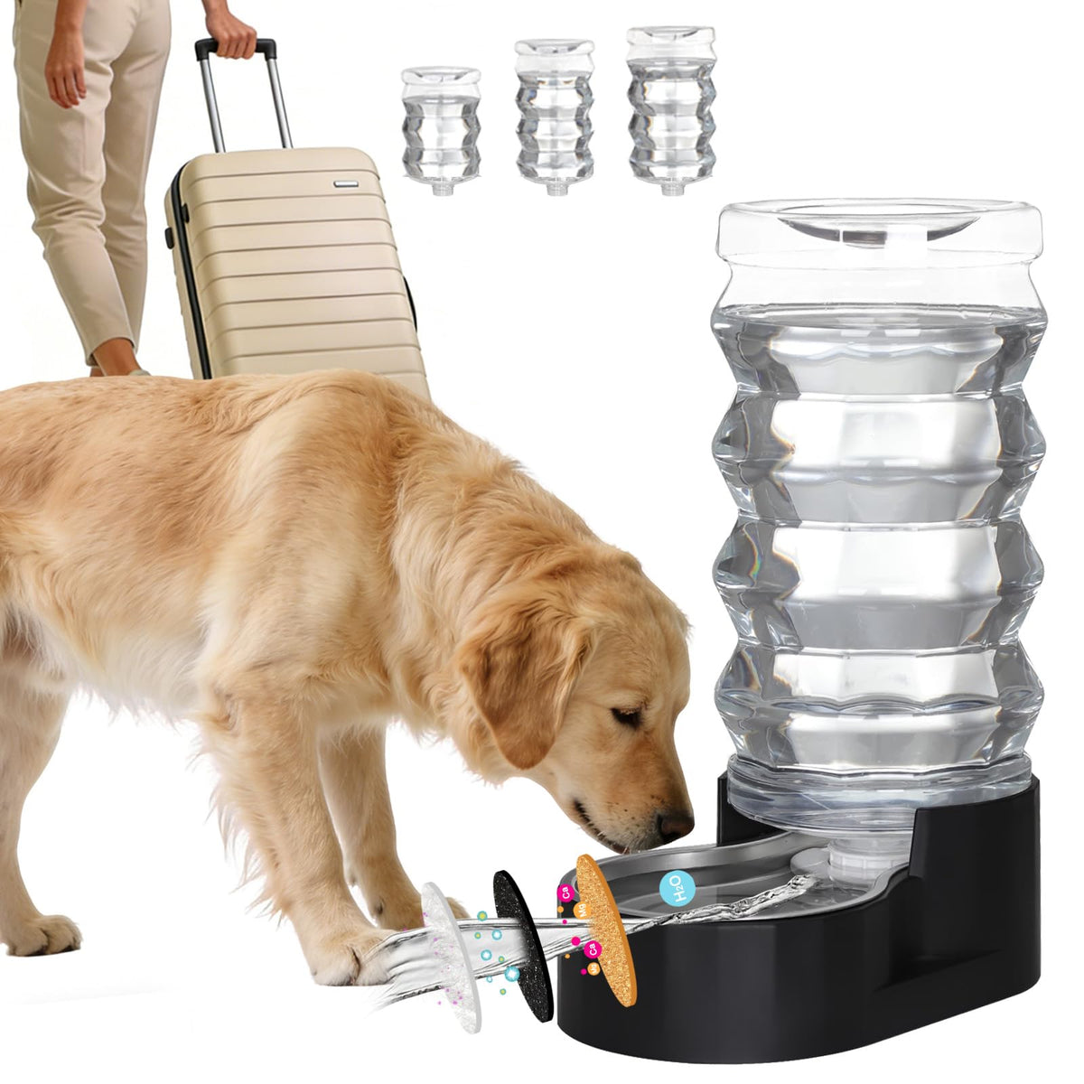 RIZZARI 4L Gravity Cat Water Dispenser:Spill Resistant for Apartments