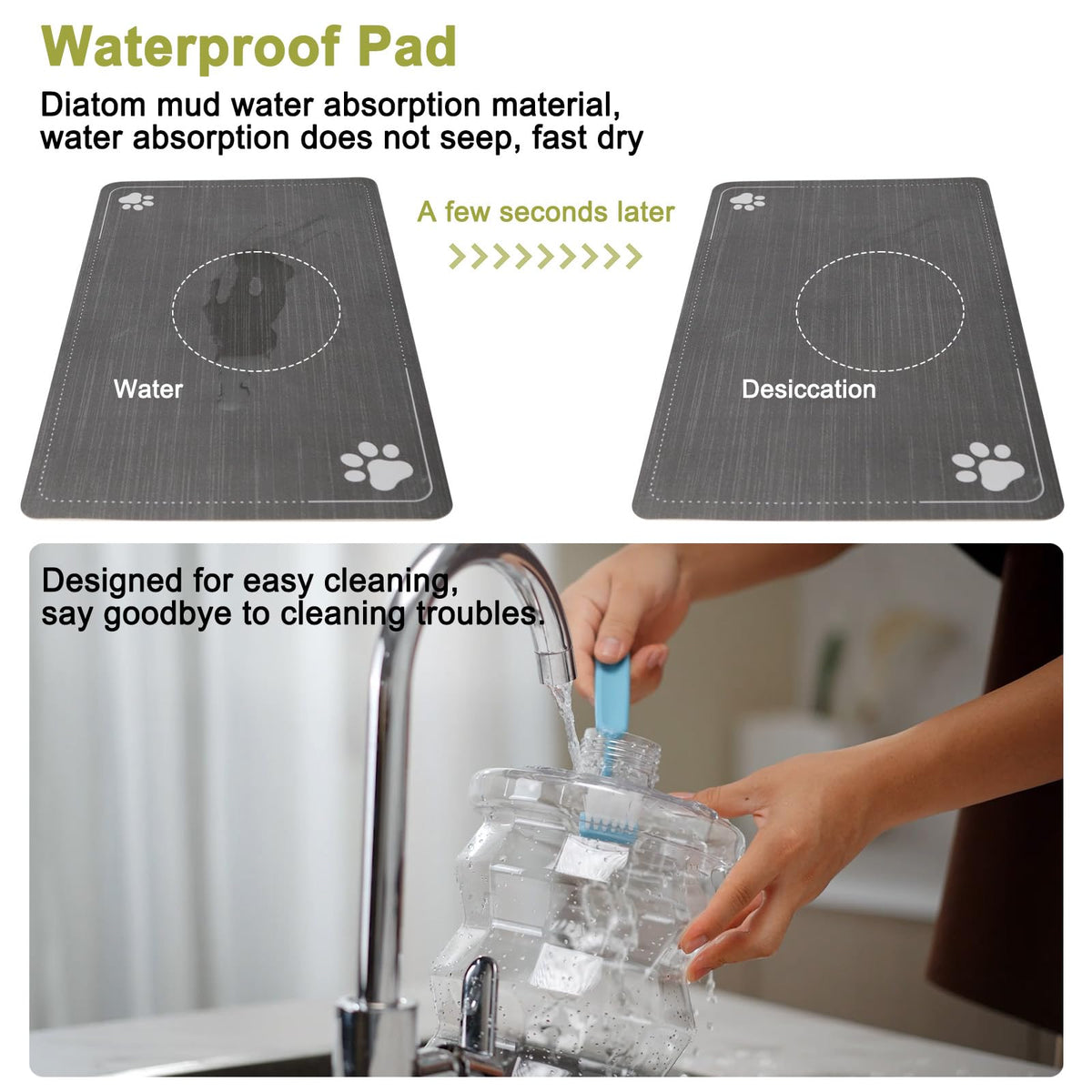 RIZZARI 4L Gravity Cat Water Dispenser:Spill Resistant for Apartments