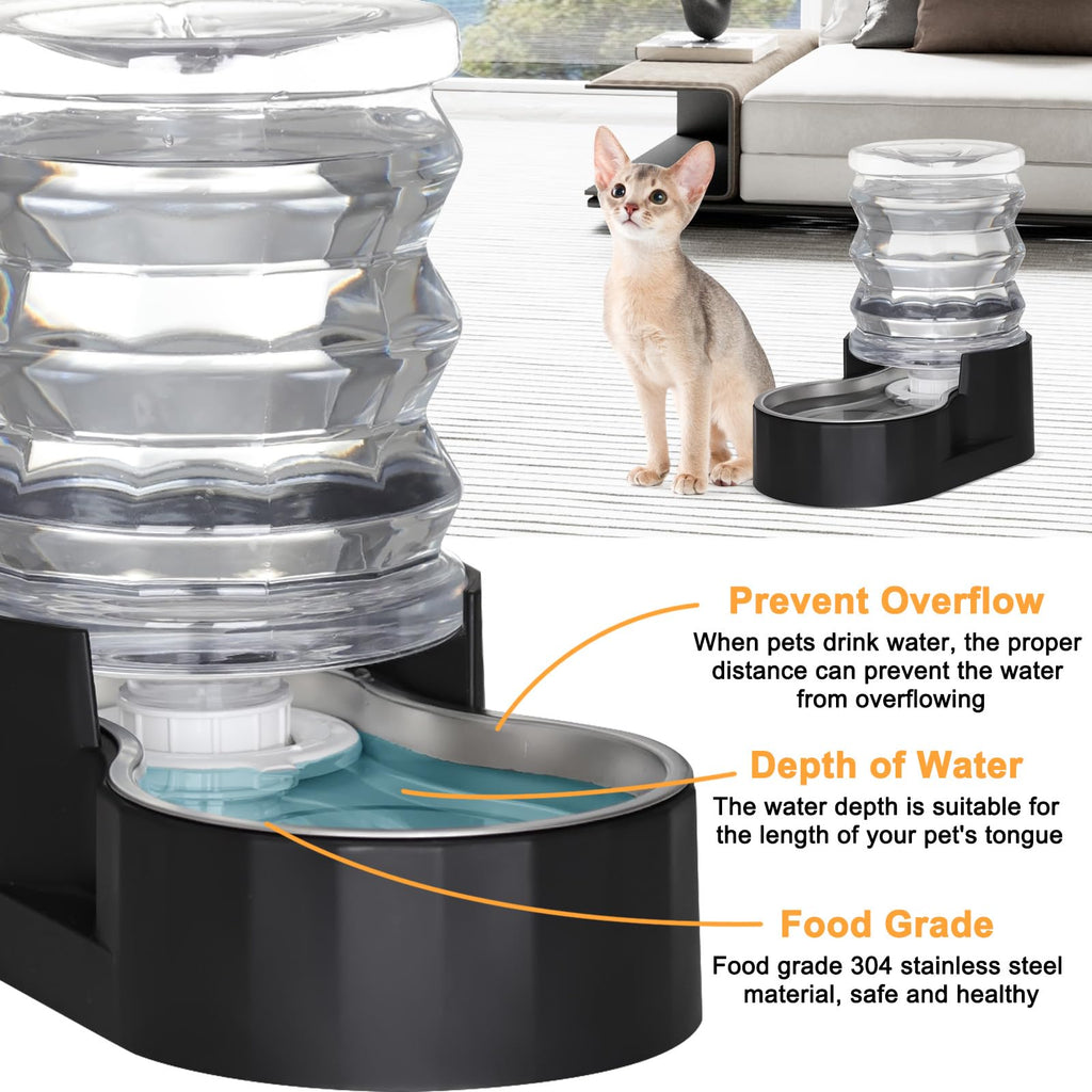 RIZZARI 4L Gravity Cat Water Dispenser:Spill Resistant for Apartments