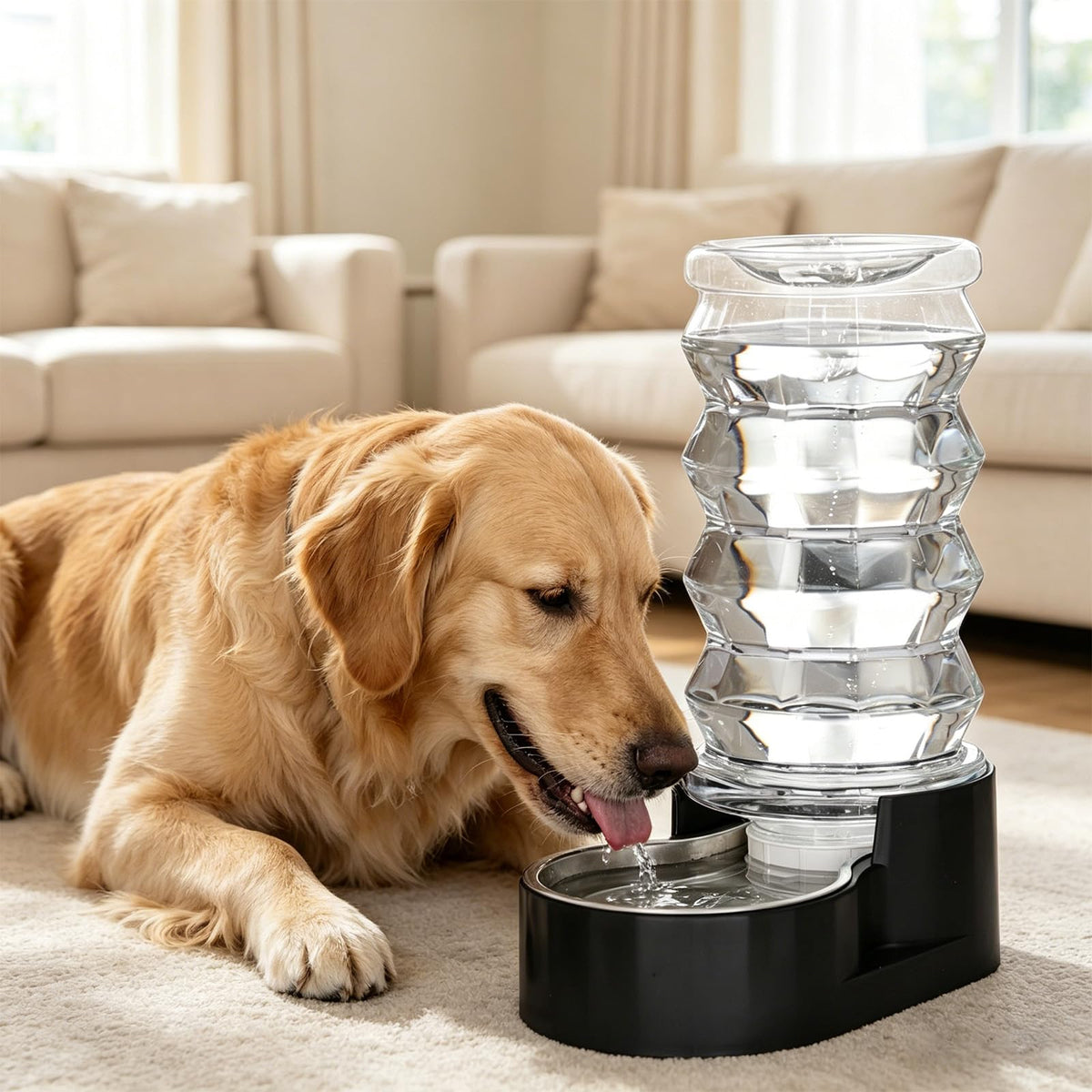 RIZZARI 4L Gravity Cat Water Dispenser:Spill Resistant for Apartments