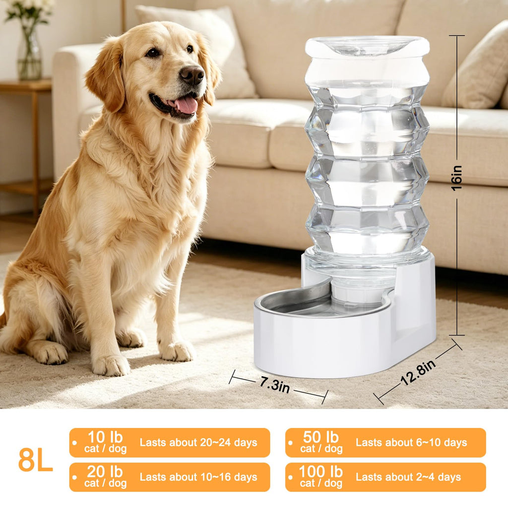 RIZZARI 4L Gravity Cat Water Dispenser:Spill Resistant for Apartments