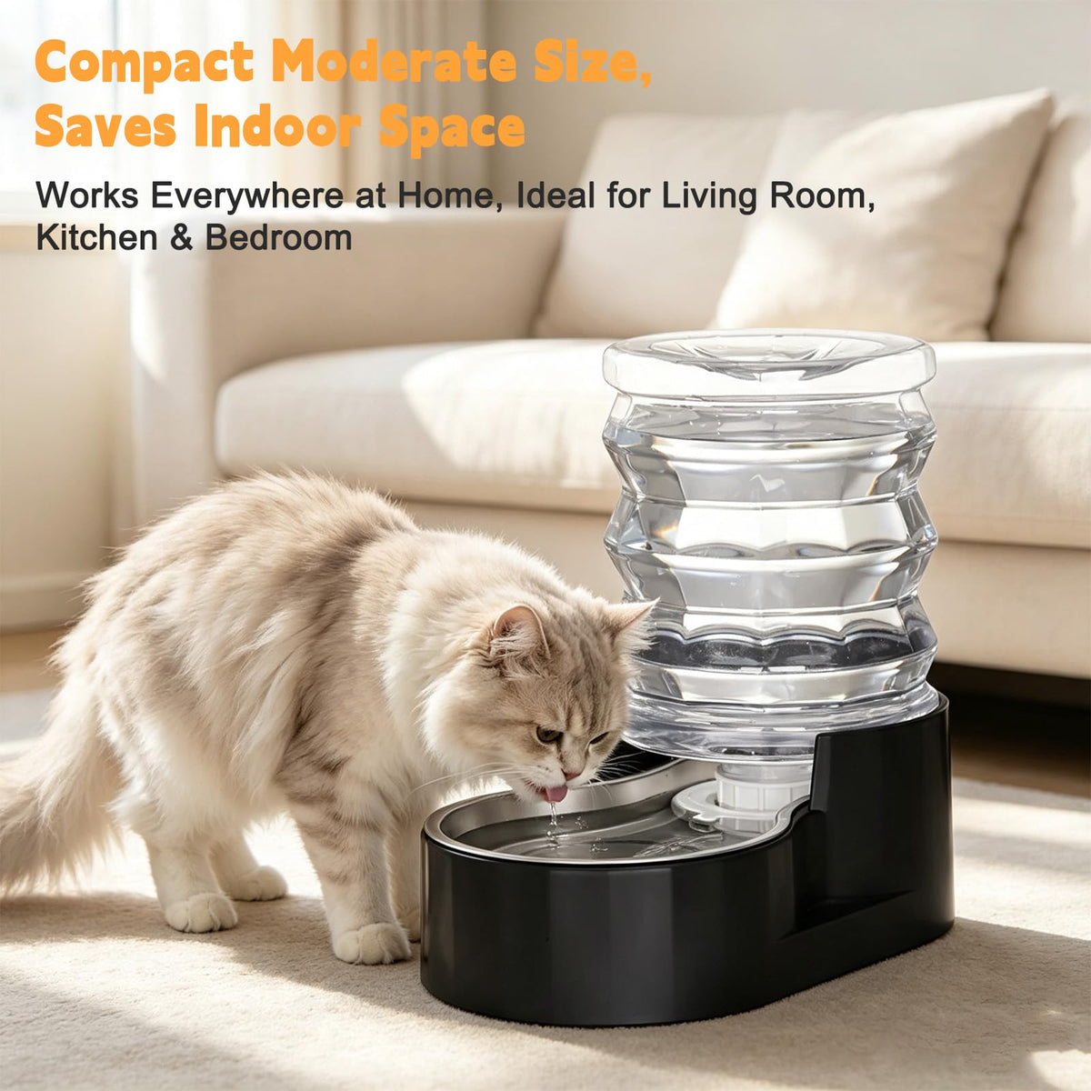 RIZZARI 4L Gravity Cat Water Dispenser:Spill Resistant for Apartments