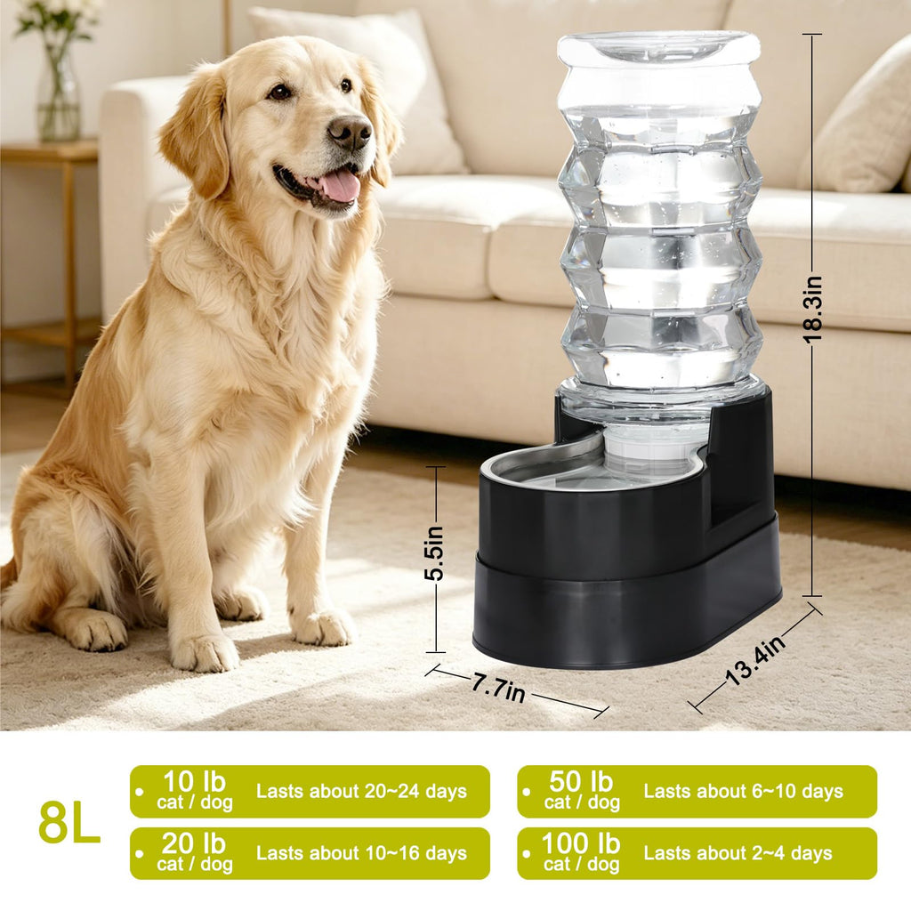 RIZZARI 4L Gravity Cat Water Dispenser:Spill Resistant for Apartments