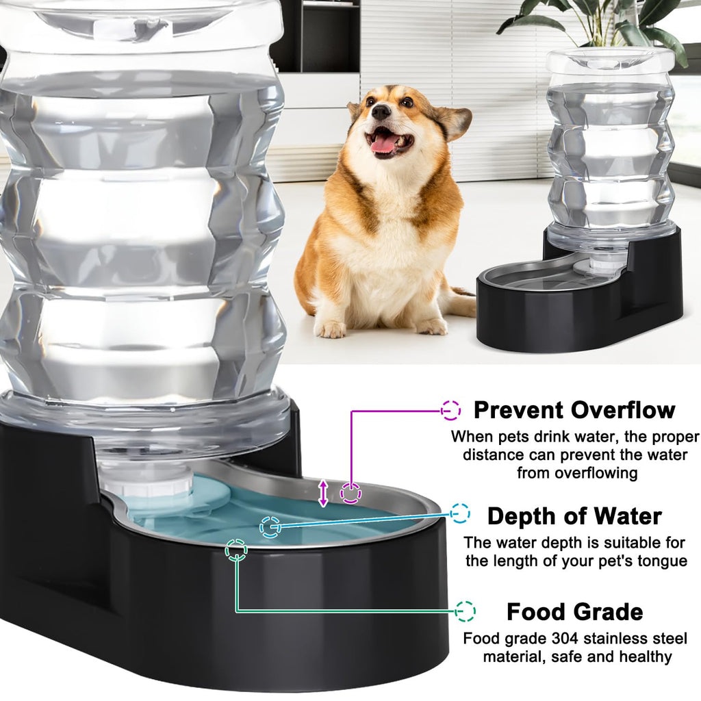 RIZZARI 4L Gravity Cat Water Dispenser:Spill Resistant for Apartments