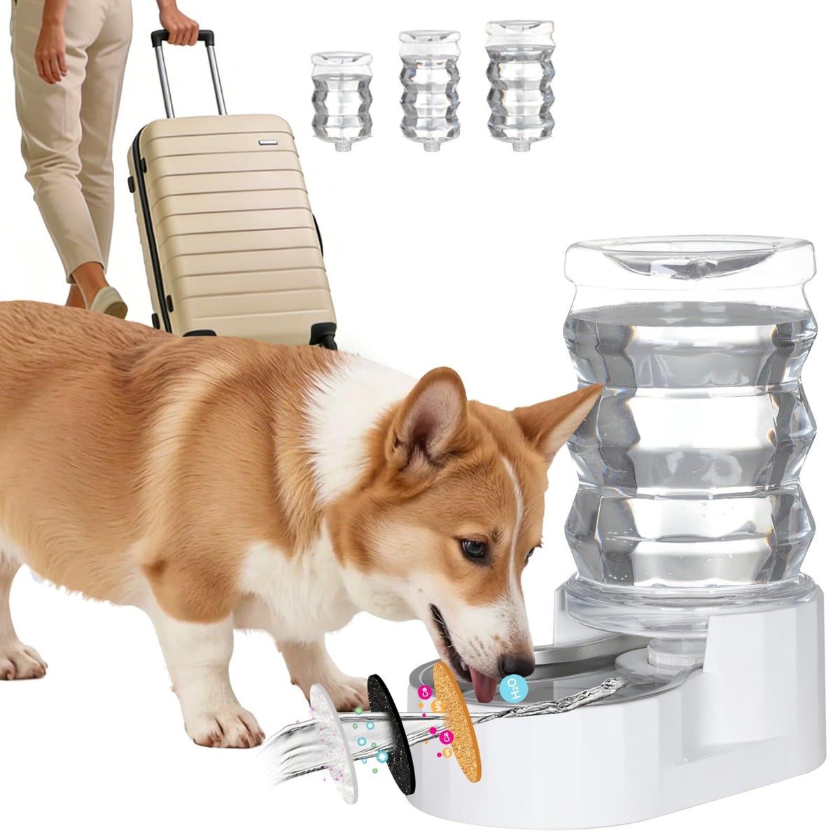 RIZZARI 4L Gravity Cat Water Dispenser:Spill Resistant for Apartments