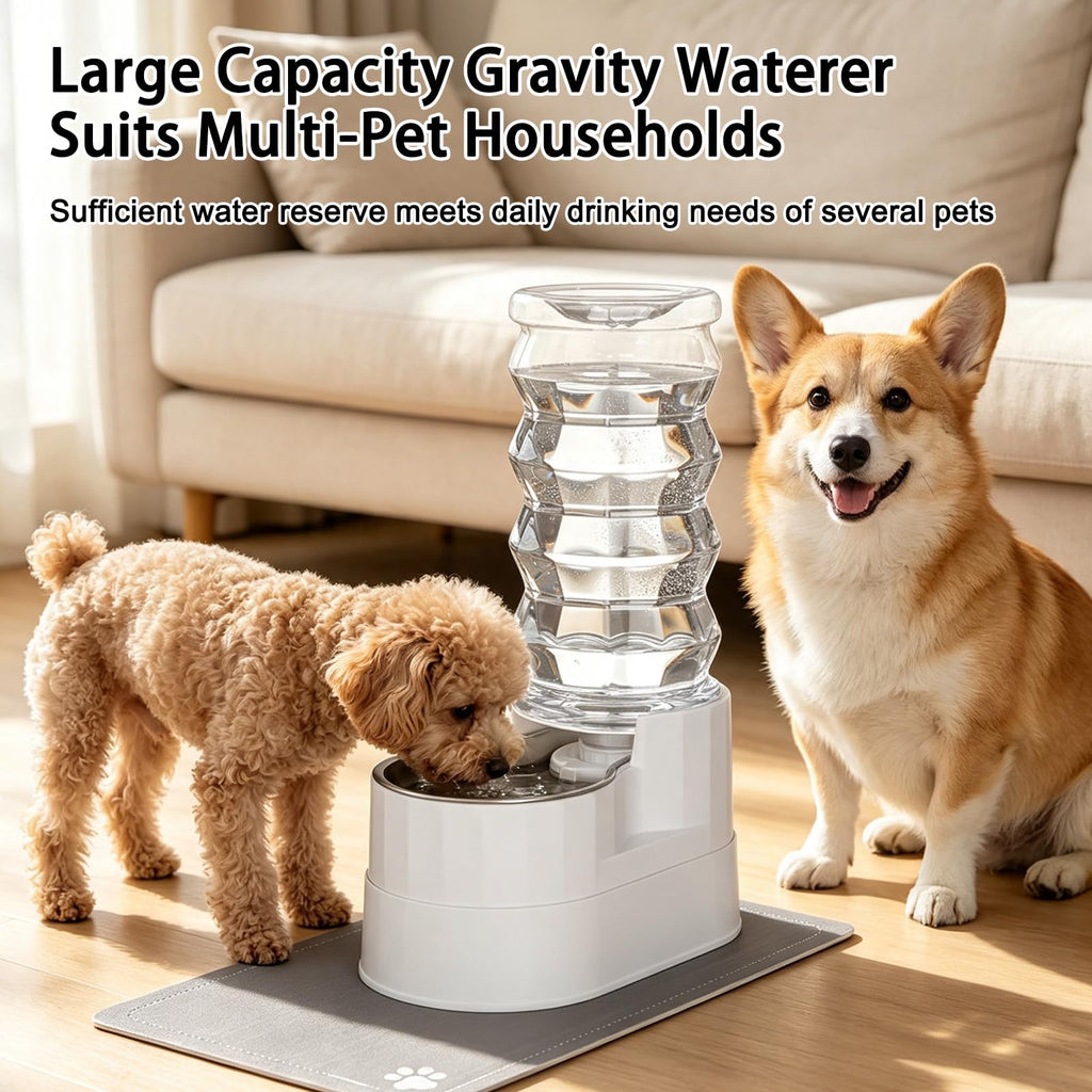 RIZZARI 4L Gravity Cat Water Dispenser:Spill Resistant for Apartments