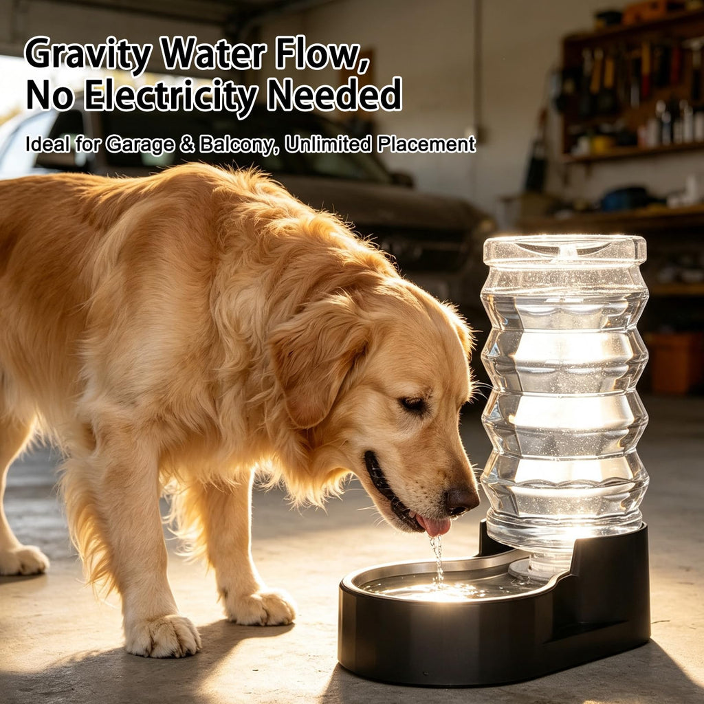 RIZZARI 4L Gravity Cat Water Dispenser:Spill Resistant for Apartments